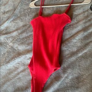 fashionnova red ribbed body suit